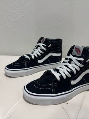 Vans Black and White High-Top Skate Sneakers